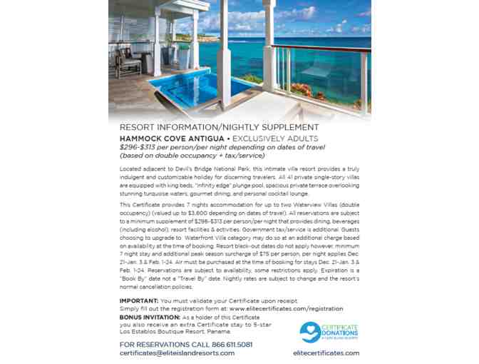 Hammock Cove Antigua, 7 nights, 2 villa-double occupancy