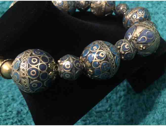 Brass & blue-enameled, Moroccan necklace