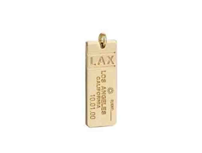 14K Gold LAX Luggage Tag Charm, Sterling Silver Mini Plane & Gold Chain by Jet Set Candy