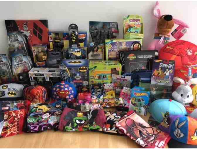 HUGE Basket of Superhero, Scooby Doo, & Looney Tunes Toys, Clothing, and More!