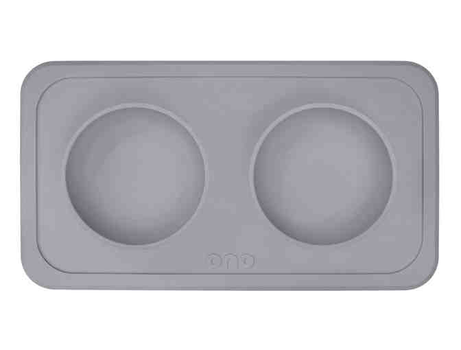 ONO Double Good Food & Water Bowls with Mat in Charcoal
