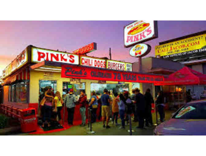 Five $10.00 gift cards to Pink's World Famous Hot Dog