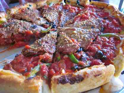 Three Large 2 Topping Chicago Deep Dish Pizza at Masa of Echo Park