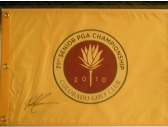 Tom Lehman autographed '10 Senior PGA Championship pin flag