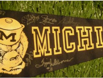 Chad Henne, Bubba Paris, J.Tuman,  T. Welborne, A. Shea autographed Michigan pennant