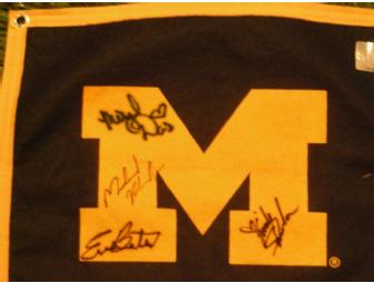 'Hail to the Victors' banner signed by Phelps, White&Davis, Evans&Samuelson - M Olympians