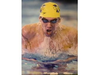 Michael Phelps autographed 16x20 photograph wearing Michigan swim cap