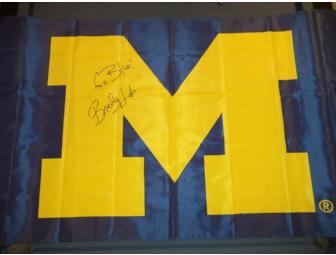 Brady Hoke autographed 3 ft x 5 ft Michigan Flag