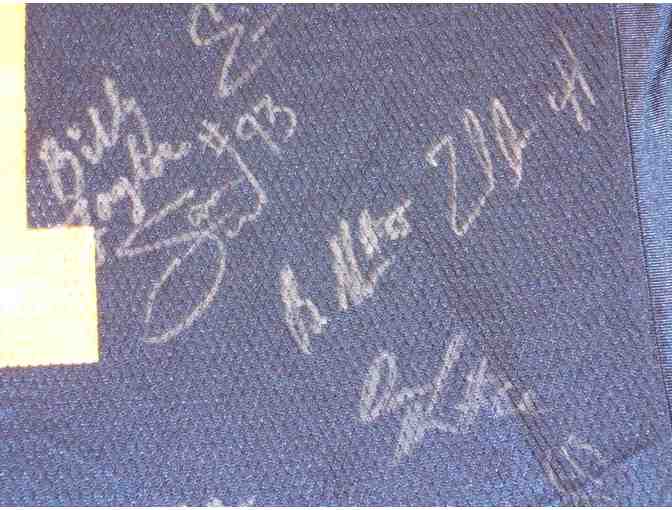Charles Woodson, Zoltan Mesko, Brandon Graham, Chad Henne multisigned blue Michigan jersey