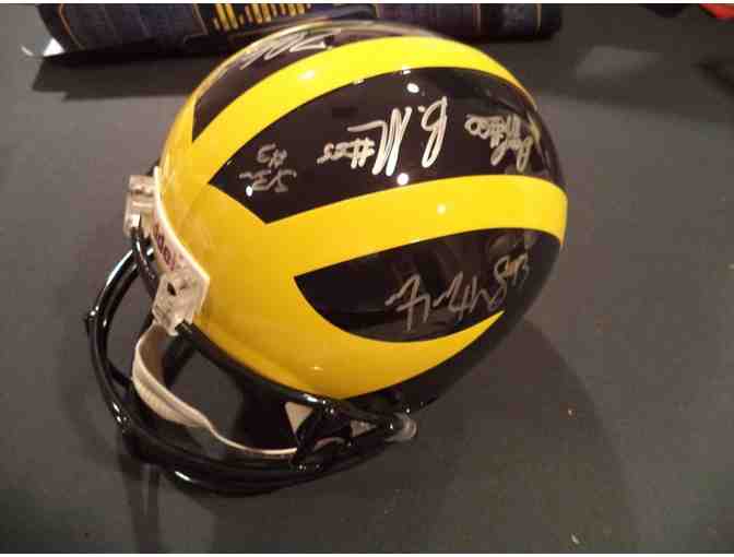 $1 MICHIGAN HELMET - Full Size helmet signed by Brandon Graham, Zoltan & Stevie Brown