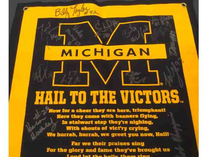 'The Victors' banner signed by Woodson, Foote, and 20 other Michigan greats
