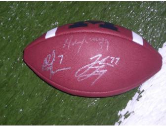 Jake Long, Chad Henne, and Adam Kraus autographed Michigan football