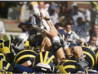 LaMarr Woodley and Larry Foote autographed Brad Mills oversized photograph