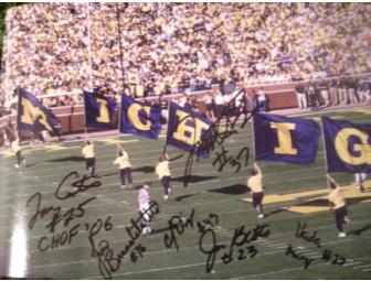 Amazing panoramic shot of the Michigan cheerleaders signed by 11 Michigan greats incl. Dierdorf!