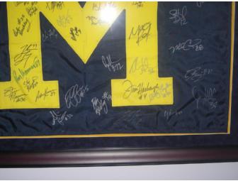 WOW! Framed Michigan Flag signed by 46 including Long, A.C., Woodson, Kramer, A-Train, Foote & more!
