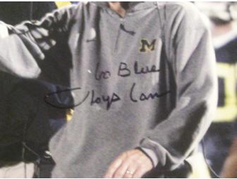 Lloyd Carr autographed 12x18 photo of Michigan/MSU Triple Overtime game