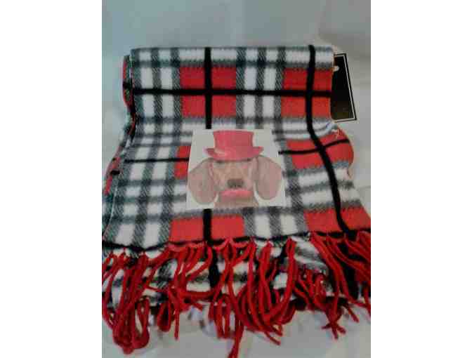 RED PLAID SCARF WITH DACHSHUND - Photo 1