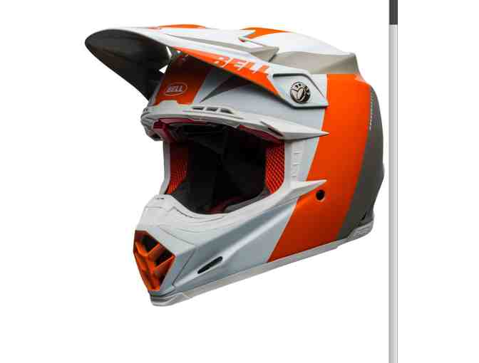 2020 Moto-9 Flex Division White/Orange Helmet with black cloth bag, Size Med. - Photo 1
