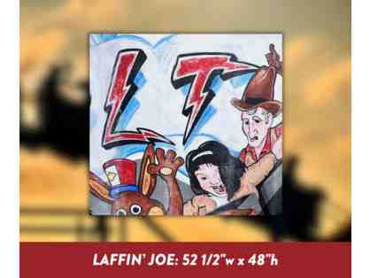 Kennywood's Historic Thunderbolt Mural Auction Piece - Laffin' Joe, 52 1/2"w x 48"h