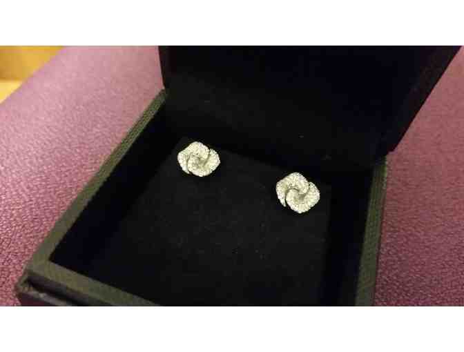 Roberto Coin Pave Flower Earrings - 18KW, .50ctw