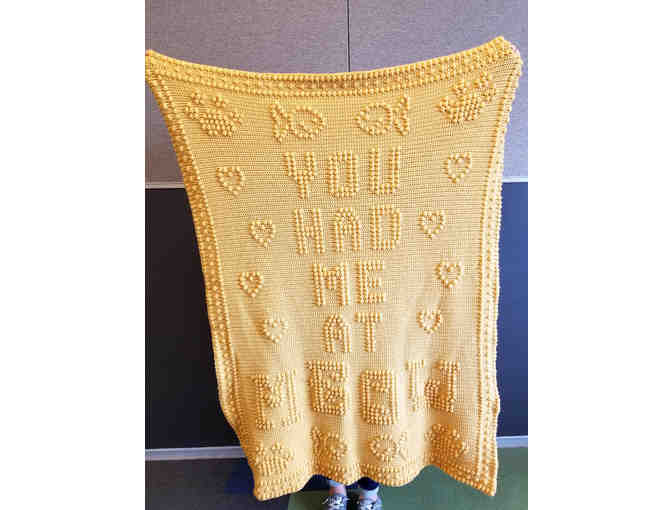 Cat themed Crocheted Blanket 'You had me at meow'