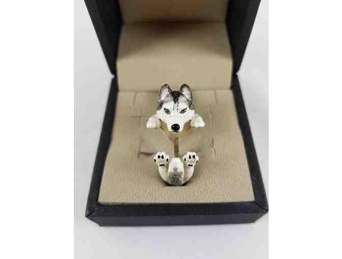 Siberian Husky Enamel Hug Ring!