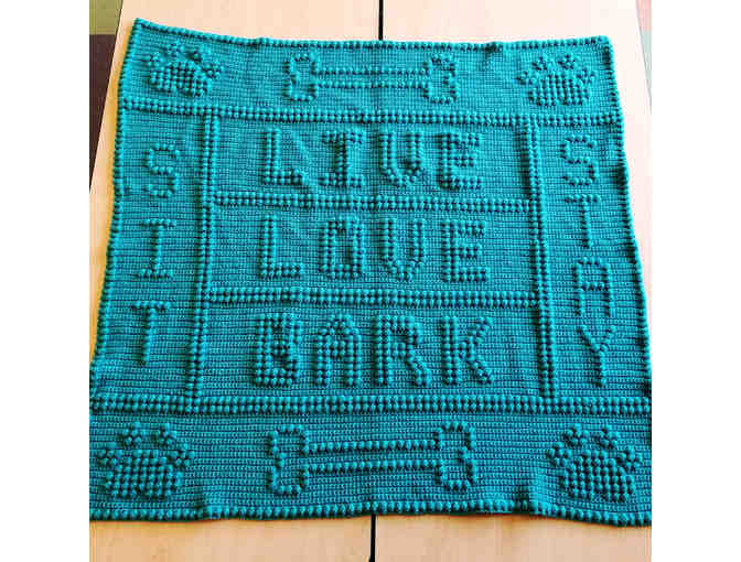 Crocheted Dog themed blanket - "Live Love Bark" - Photo 1