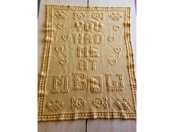Cat themed Crocheted Blanket "You had me at meow" - Photo 1