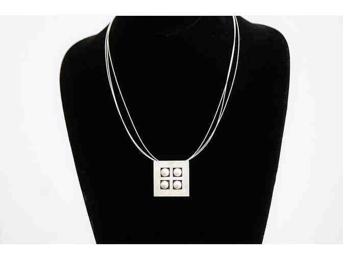 Silver Square Necklace with Four Pearls by Silver Jewelry Design