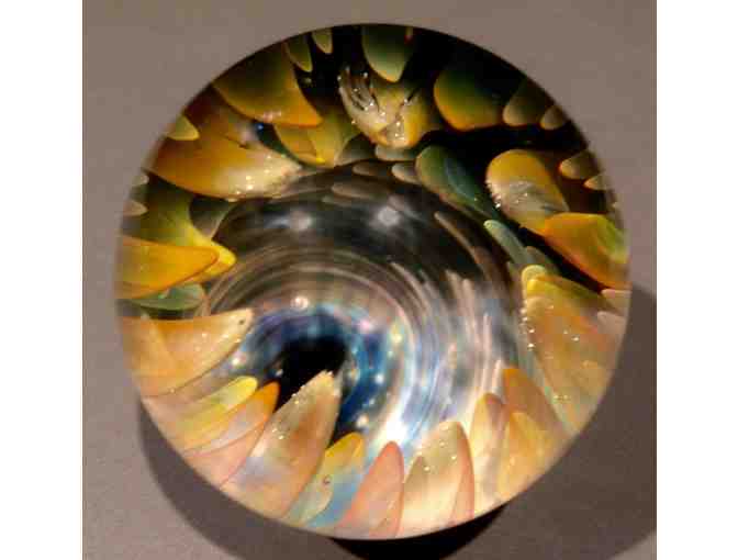 Handblown Glass Mega Marble Fumed with 24 Karat Gold and Pure Silver