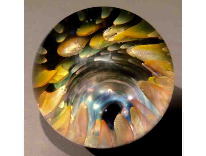 Handblown Glass Mega Marble Fumed with 24 Karat Gold and Pure Silver