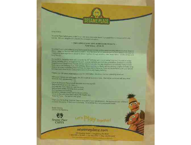 Sesame Place - Two Single Day 2015 Admission Tickets
