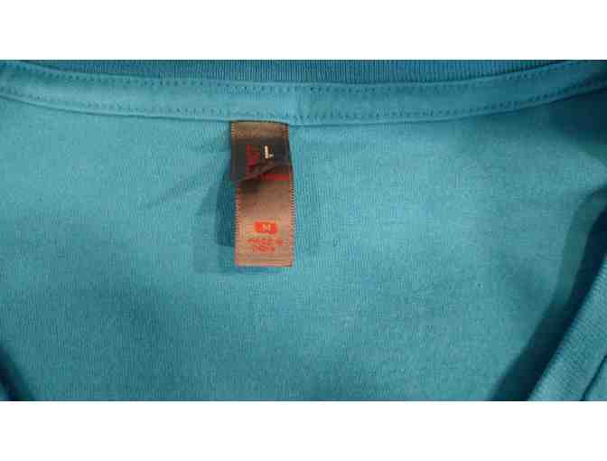 Ladies' Blue Medium Kitty Cottage V-Neck T-Shirt