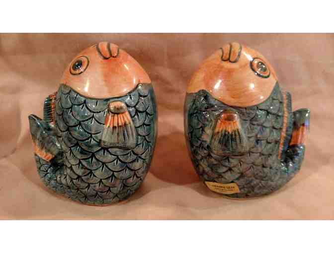 Pink & Teal Fish Salt & Pepper Shakers