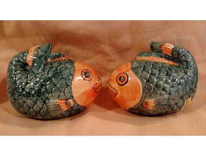 Pink & Teal Fish Salt & Pepper Shakers