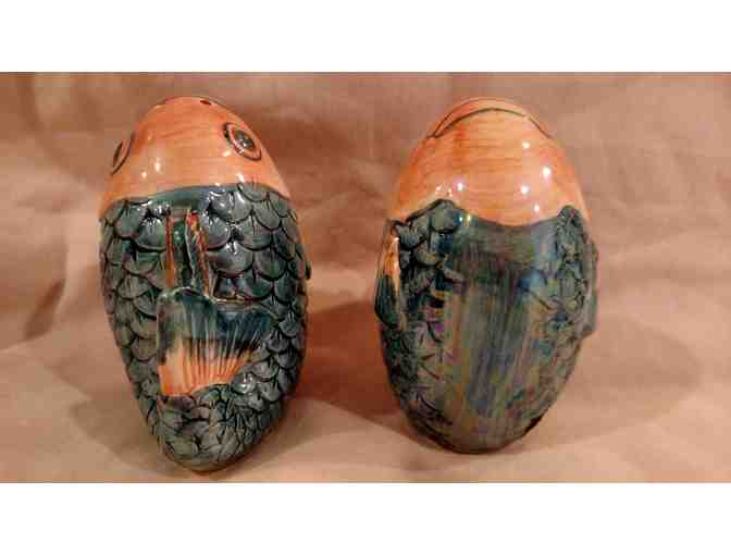 Pink & Teal Fish Salt & Pepper Shakers