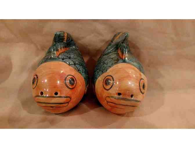 Pink & Teal Fish Salt & Pepper Shakers