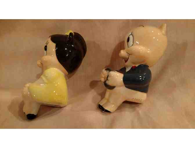 Porky and Petunia Pig Salt & Pepper Shaker & Convertible
