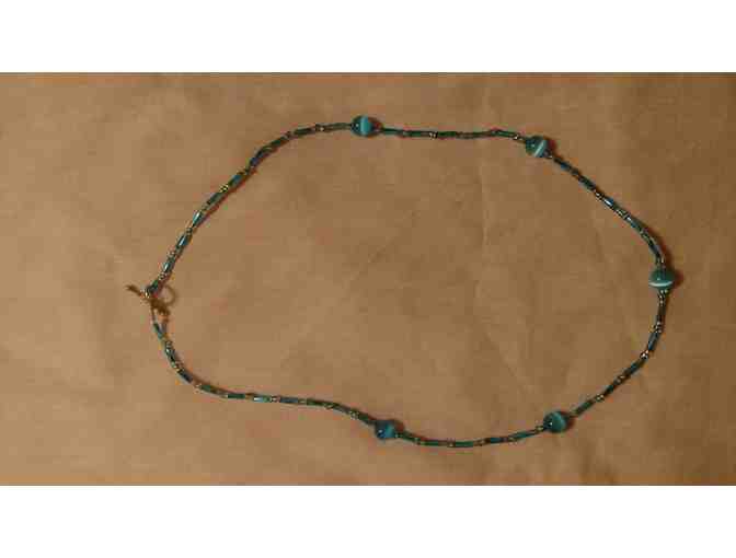 Blue Glass Beaded Necklace