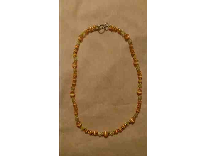 Peach and Yellow Glass & Crystals Necklace