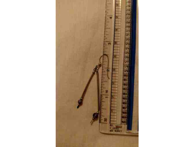 Silver Rod Earrings With Purple Beads