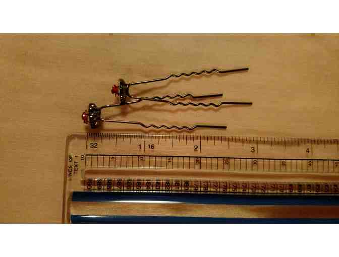 Hairpin with Red Rose-Shaped Beads