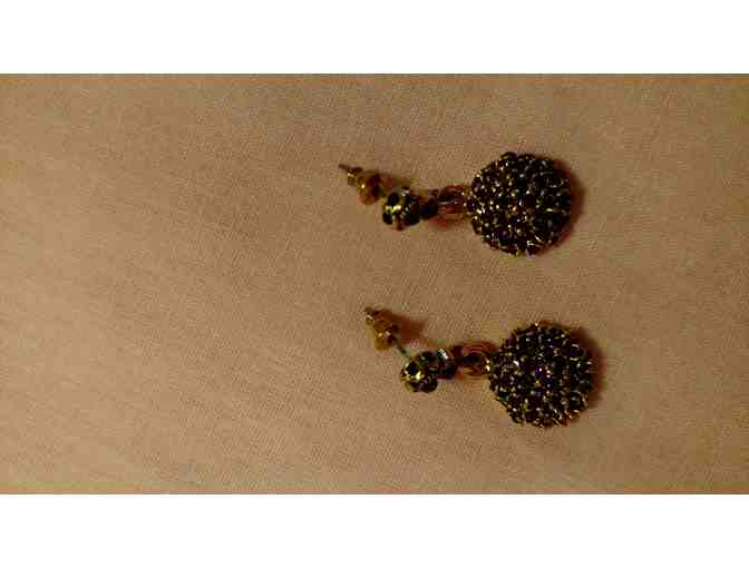 Purple Stone Round Drop Earrings