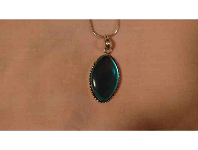 Silvertone Chain with Teal Pendent