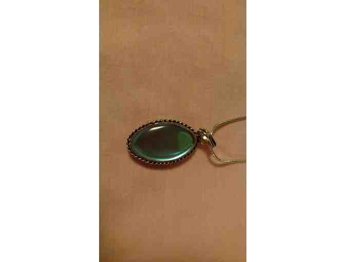 Silvertone Chain with Teal Pendent