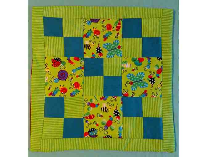 Catnip Mat - Green Striped Border with Green and Blue Squares
