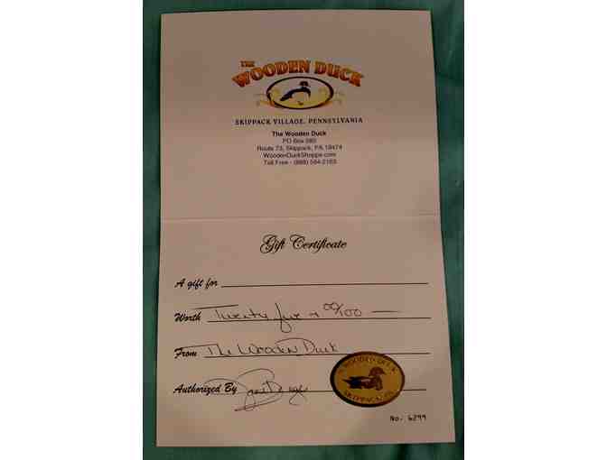 $25 Gift Certificate to The Wooden Duck