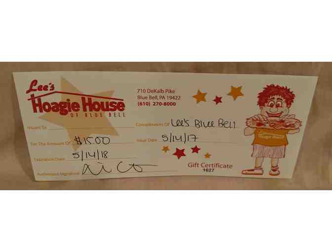$15 Gift Certificate to Lee's Hoagie House of Blue Bell