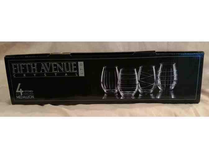 5th Avenue LTD Crystal - Etched Stemless Crystal Goblets - Set of 4