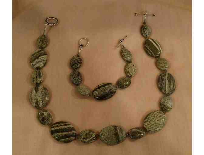Zebra Jasper Necklace and Bracelet Set